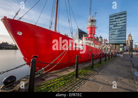 The Planet the former Mersey Bar lightship now docked in the `canning Dock and used as a tearoom tourist attraction. Stock Photo